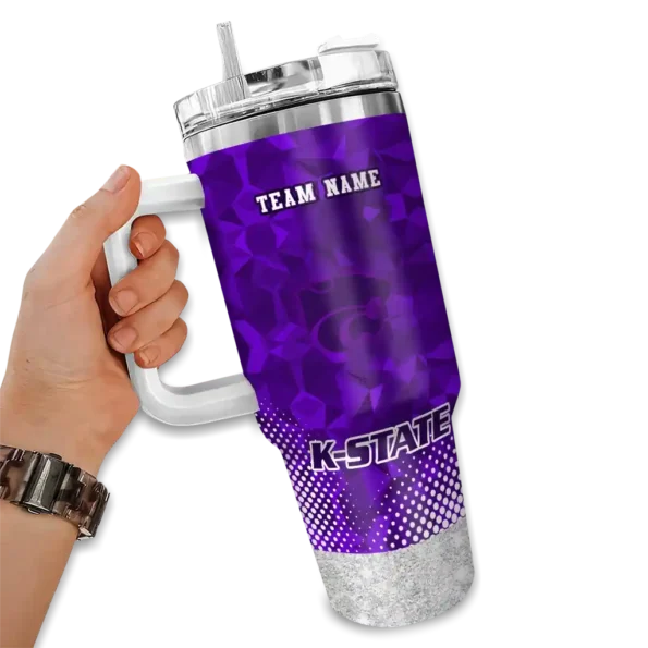 personalized kansas state wildcats geometric prism purple curved tumbler fashion forward.webp