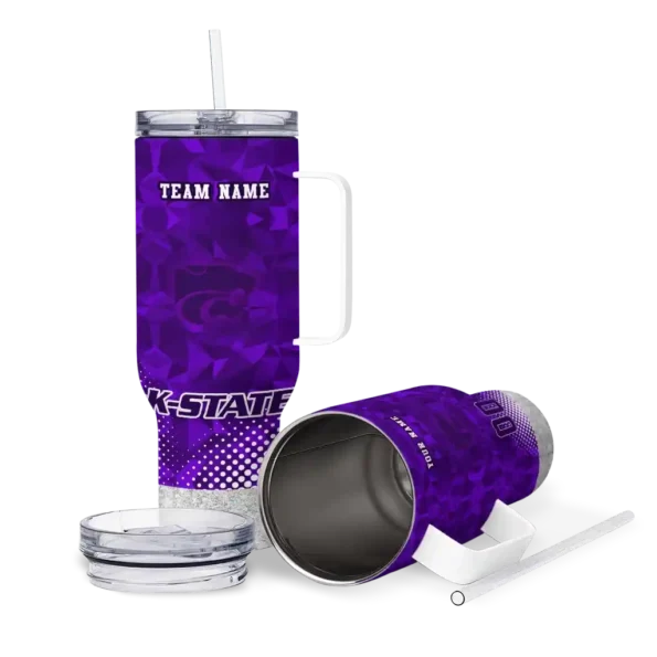 personalized kansas state wildcats geometric prism purple curved tumbler high quality.webp