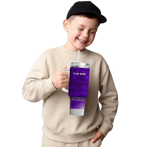 personalized kansas state wildcats geometric prism purple curved tumbler latest model.webp