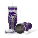 personalized kansas state wildcats leopard zipper purple curved tumbler best selling.webp