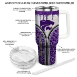 personalized kansas state wildcats leopard zipper purple curved tumbler best selling.webp