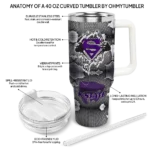 personalized kansas state wildcats superman shield purple gray curved tumbler best selling.webp
