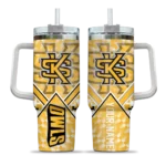 personalized kennesaw state owls chevron angle gold curved tumbler best selling.webp
