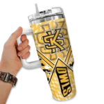 personalized kennesaw state owls chevron angle gold curved tumbler best selling.webp