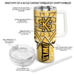 personalized kennesaw state owls chevron angle gold curved tumbler best selling.webp