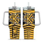 personalized kennesaw state owls chevron layers gold curved tumbler best selling.webp