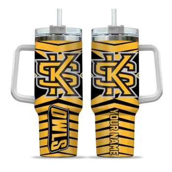 personalized kennesaw state owls chevron layers gold curved tumbler best selling.webp