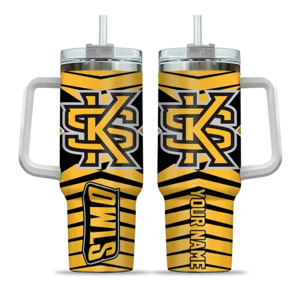 personalized kennesaw state owls chevron layers gold curved tumbler best selling.webp
