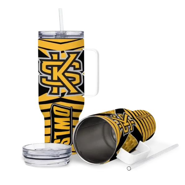 personalized kennesaw state owls chevron layers gold curved tumbler high quality.webp