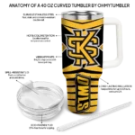 personalized kennesaw state owls chevron layers gold curved tumbler best selling.webp
