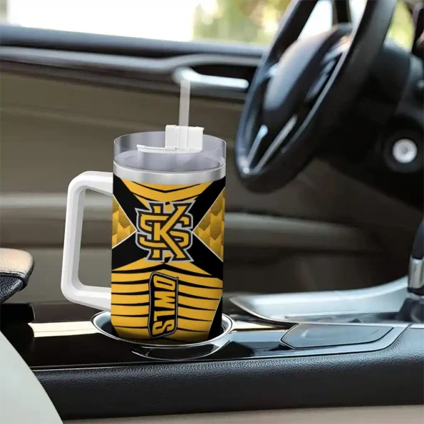 personalized kennesaw state owls chevron layers gold curved tumbler trendy.webp