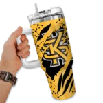 personalized kennesaw state owls claw cut gold black curved tumbler best selling.webp