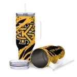 personalized kennesaw state owls claw cut gold black curved tumbler best selling.webp