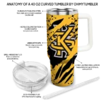 personalized kennesaw state owls claw cut gold black curved tumbler best selling.webp