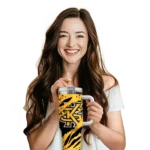 personalized kennesaw state owls claw cut gold black curved tumbler best selling.webp