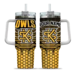 personalized kennesaw state owls hex texture gold curved tumbler best selling.webp