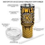 personalized kennesaw state owls hex texture gold curved tumbler best selling.webp