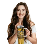 personalized kennesaw state owls hex texture gold curved tumbler best selling.webp