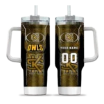 personalized kennesaw state owls hexagon armor gold curved tumbler best selling.webp