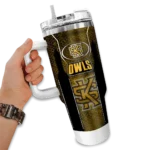 personalized kennesaw state owls hexagon armor gold curved tumbler best selling.webp