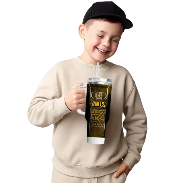 personalized kennesaw state owls hexagon armor gold curved tumbler latest model.webp