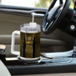 personalized kennesaw state owls hexagon armor gold curved tumbler best selling.webp