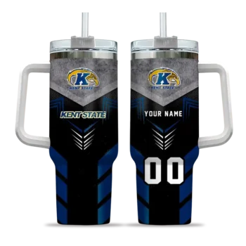 personalized kent state golden flashes arrow armor navy blue black curved tumbler best selling.webp