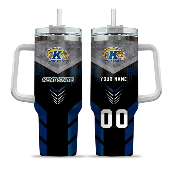 personalized kent state golden flashes arrow armor navy blue black curved tumbler best selling.webp