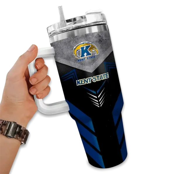 personalized kent state golden flashes arrow armor navy blue black curved tumbler fashion forward.webp