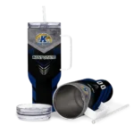 personalized kent state golden flashes arrow armor navy blue black curved tumbler best selling.webp