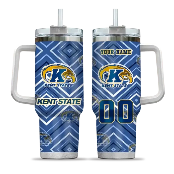 personalized kent state golden flashes bold diamonds navy blue curved tumbler best selling.webp