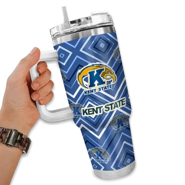 personalized kent state golden flashes bold diamonds navy blue curved tumbler fashion forward.webp
