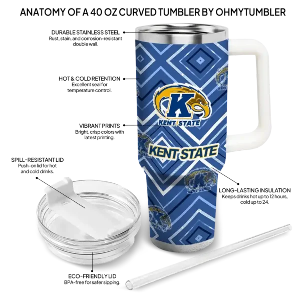 personalized kent state golden flashes bold diamonds navy blue curved tumbler new arrival.webp