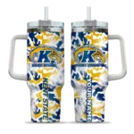 personalized kent state golden flashes camo mashup navy blue white curved tumbler best selling.webp