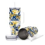 personalized kent state golden flashes camo mashup navy blue white curved tumbler best selling.webp