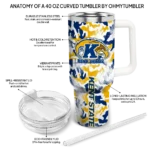 personalized kent state golden flashes camo mashup navy blue white curved tumbler best selling.webp