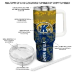 personalized kent state golden flashes chevron stripe navy blue curved tumbler best selling.webp
