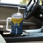 personalized kent state golden flashes chevron stripe navy blue curved tumbler best selling.webp