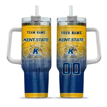 personalized kent state golden flashes gradient dots navy blue curved tumbler best selling.webp