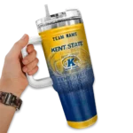 personalized kent state golden flashes gradient dots navy blue curved tumbler best selling.webp