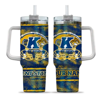 personalized kent state golden flashes honey streaks navy blue curved tumbler best selling.webp