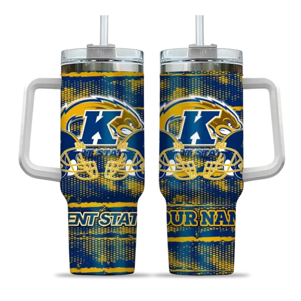 personalized kent state golden flashes honey streaks navy blue curved tumbler best selling.webp