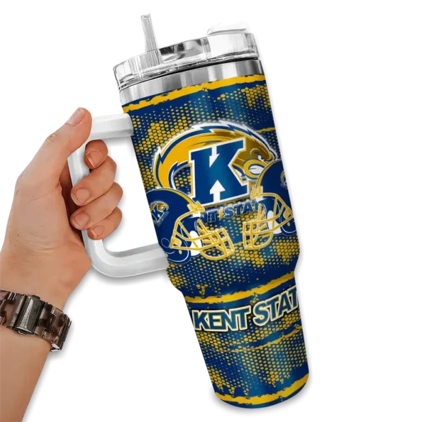 personalized kent state golden flashes honey streaks navy blue curved tumbler fashion forward.webp