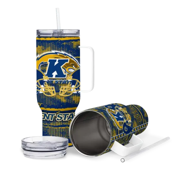 personalized kent state golden flashes honey streaks navy blue curved tumbler high quality.webp