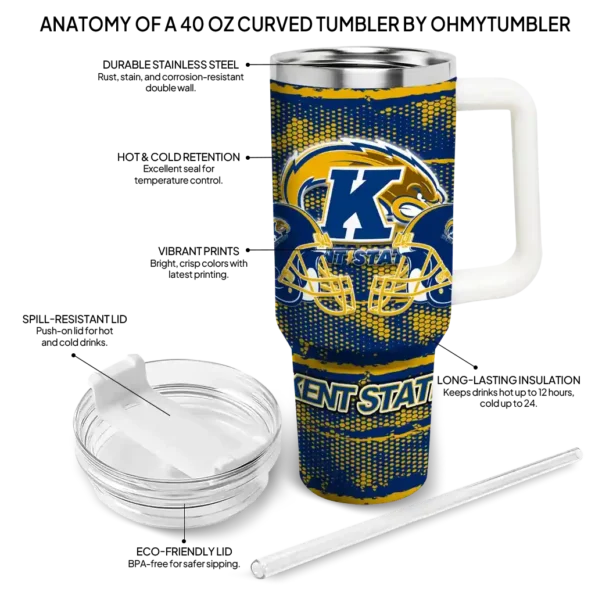 personalized kent state golden flashes honey streaks navy blue curved tumbler new arrival.webp