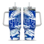 personalized kentucky wildcats abstract paths blue curved tumbler best selling.webp