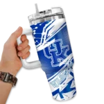 personalized kentucky wildcats abstract paths blue curved tumbler best selling.webp