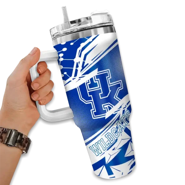 personalized kentucky wildcats abstract paths blue curved tumbler fashion forward.webp