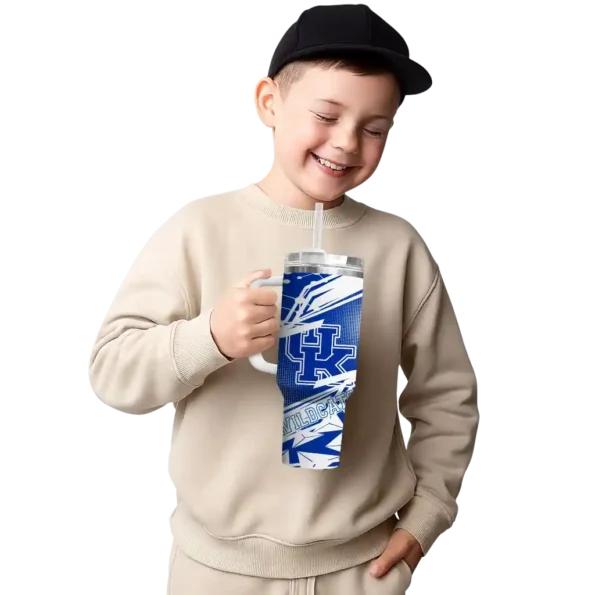 personalized kentucky wildcats abstract paths blue curved tumbler latest model.webp