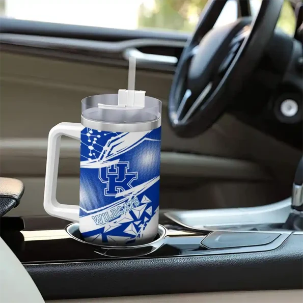 personalized kentucky wildcats abstract paths blue curved tumbler trendy.webp